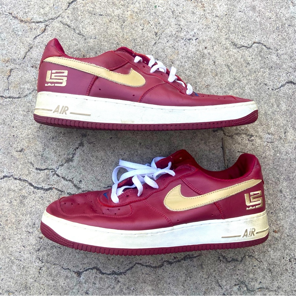 Vintage Nike Mens Size 13 Maroon Lebron James Air Force Ones Sneakers